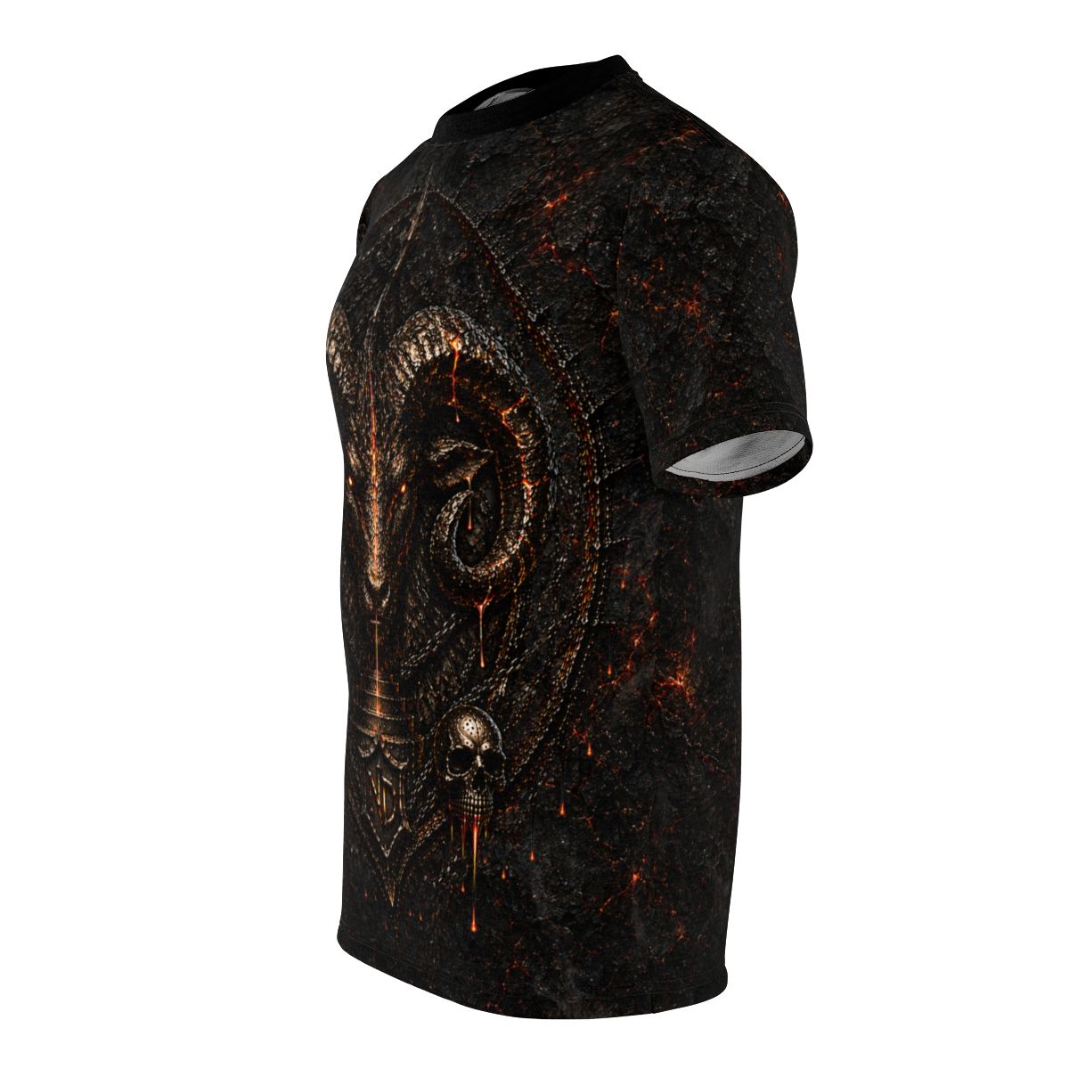 Nonadawn Aries Unisex Cut &amp; Sew Tee (AOP) | Dark Fantasy Zodiac Graphic Shirt | Fire Sign Apparel