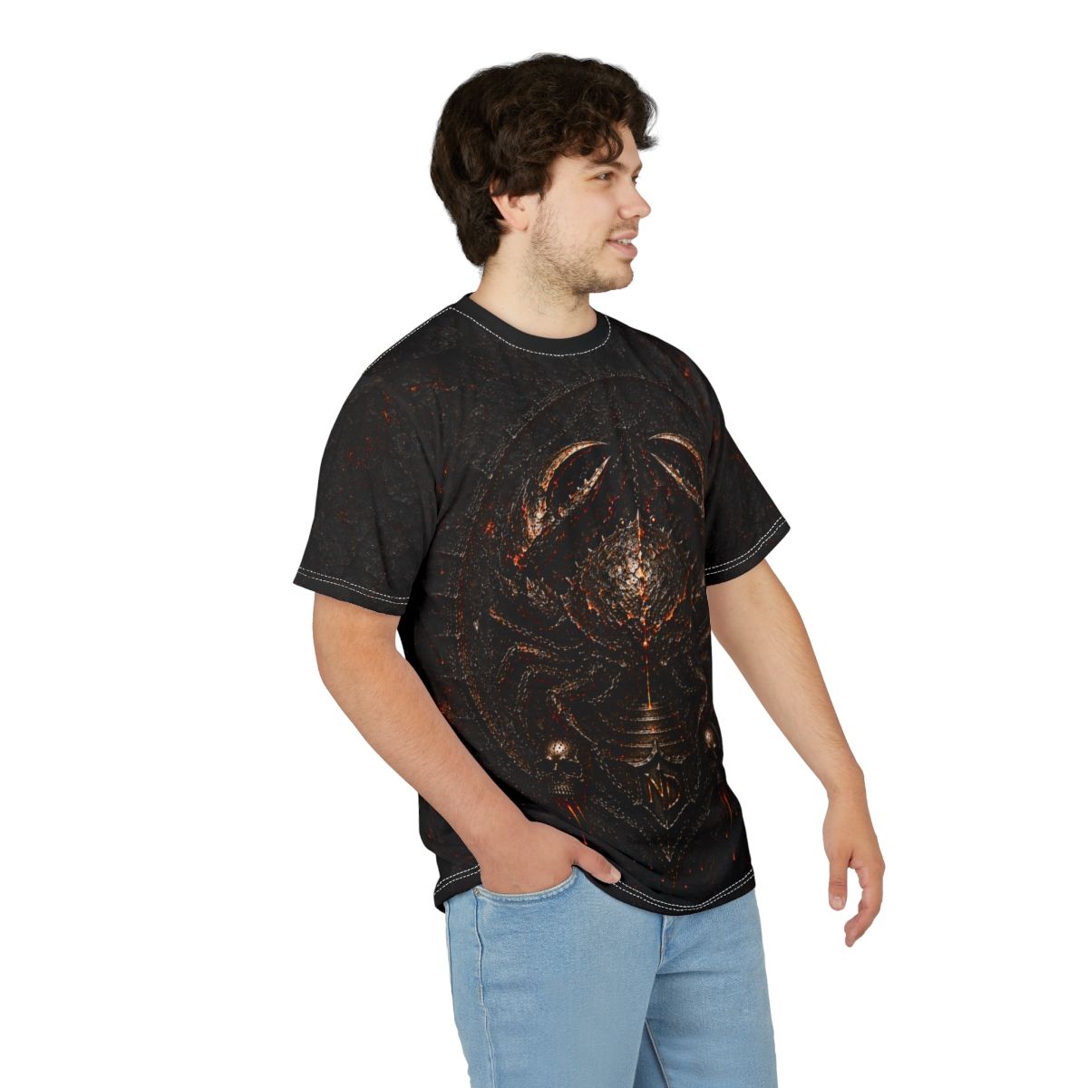 Nonadawn Cancer Unisex Cut &amp; Sew Tee (AOP) | Dark Fantasy Crab Zodiac Shirt | Gothic Astrology Apparel
