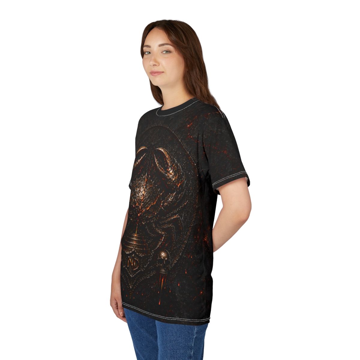 Nonadawn Cancer Unisex Cut &amp; Sew Tee (AOP) | Dark Fantasy Crab Zodiac Shirt | Gothic Astrology Apparel