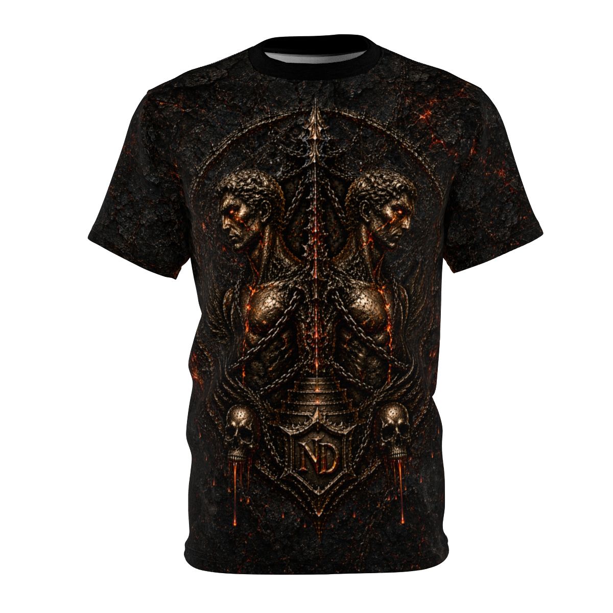 Nonadawn Gemini Unisex Cut &amp; Sew Tee (AOP) | Dark Fantasy Twin Zodiac Shirt | Gothic Astrology Apparel