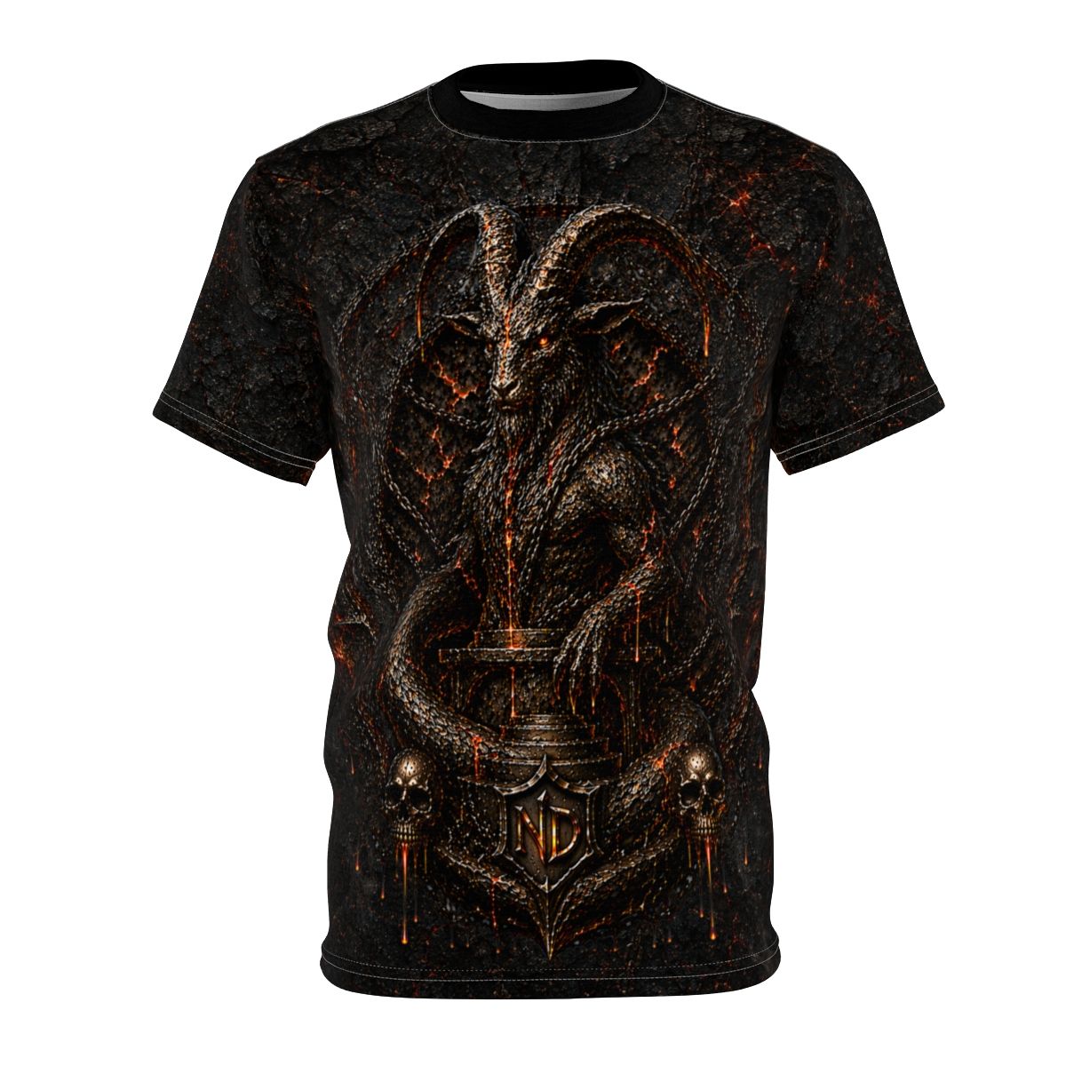 Nonadawn Capricorn Unisex Cut &amp; Sew Tee (AOP) | Dark Fantasy Capricorn Zodiac Shirt | Gothic Astrology Apparel