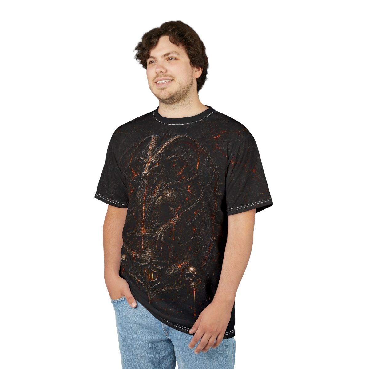Nonadawn Capricorn Unisex Cut &amp; Sew Tee (AOP) | Dark Fantasy Capricorn Zodiac Shirt | Gothic Astrology Apparel