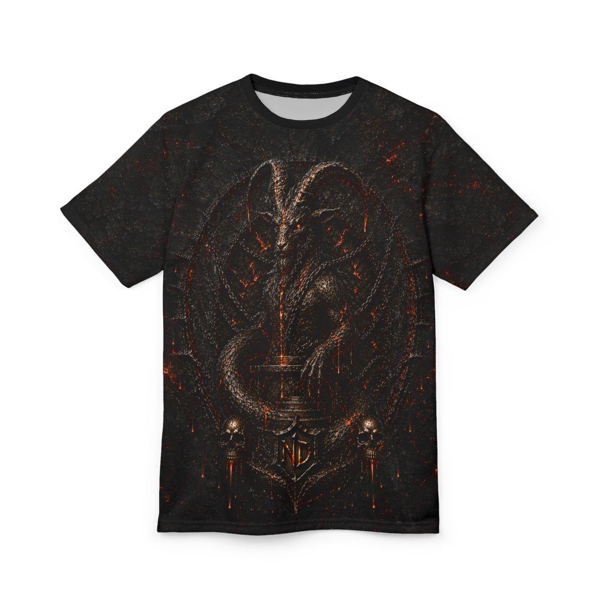 Nonadawn Capricorn Unisex Cut &amp; Sew Tee (AOP) | Dark Fantasy Capricorn Zodiac Shirt | Gothic Astrology Apparel