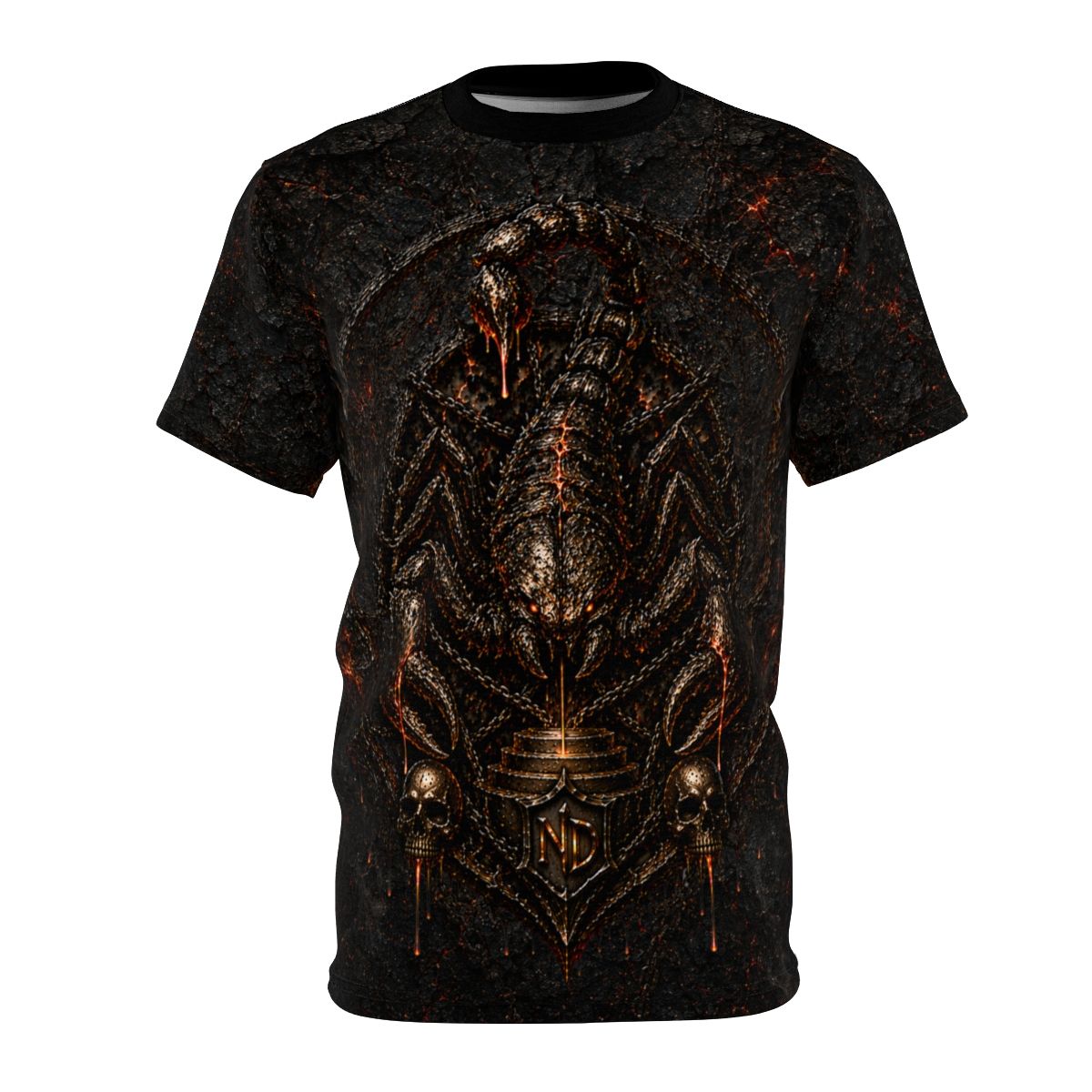 Nonadawn Scorpio Unisex Cut &amp; Sew Tee (AOP) | Dark Fantasy Scorpion Zodiac Shirt | Gothic Astrology Apparel