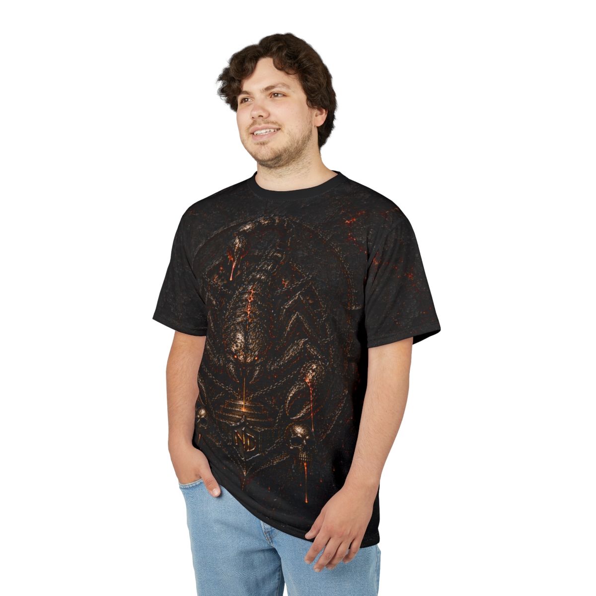 Nonadawn Scorpio Unisex Cut &amp; Sew Tee (AOP) | Dark Fantasy Scorpion Zodiac Shirt | Gothic Astrology Apparel