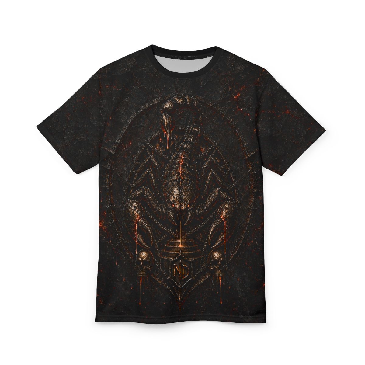 Nonadawn Scorpio Unisex Cut &amp; Sew Tee (AOP) | Dark Fantasy Scorpion Zodiac Shirt | Gothic Astrology Apparel