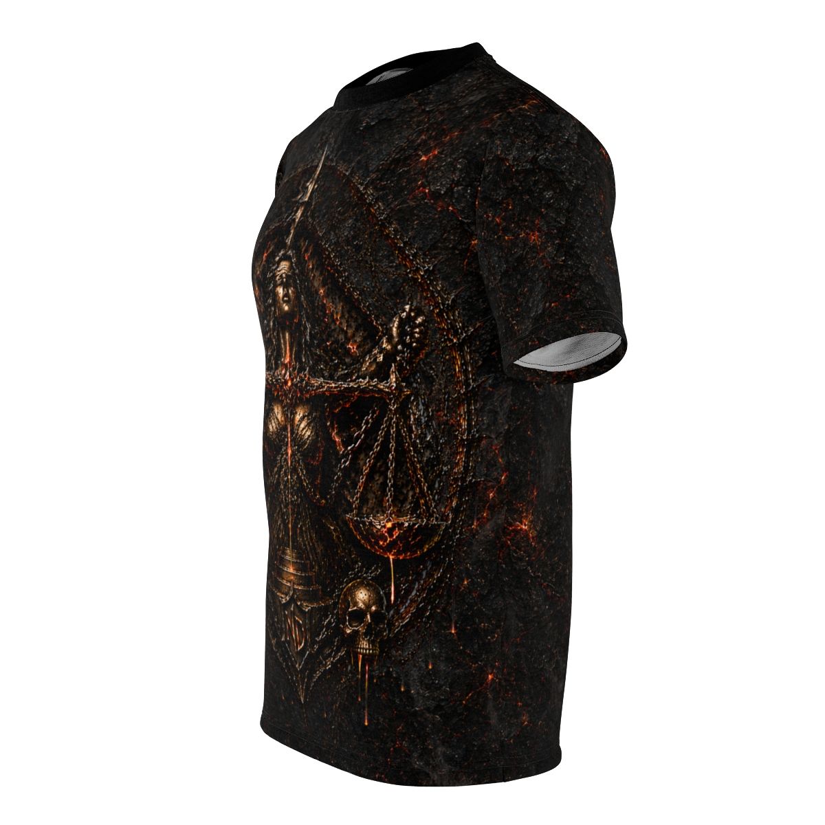 Nonadawn Libra Unisex Cut &amp; Sew Tee (AOP) | Dark Fantasy Scales Zodiac Shirt | Gothic Astrology Apparel