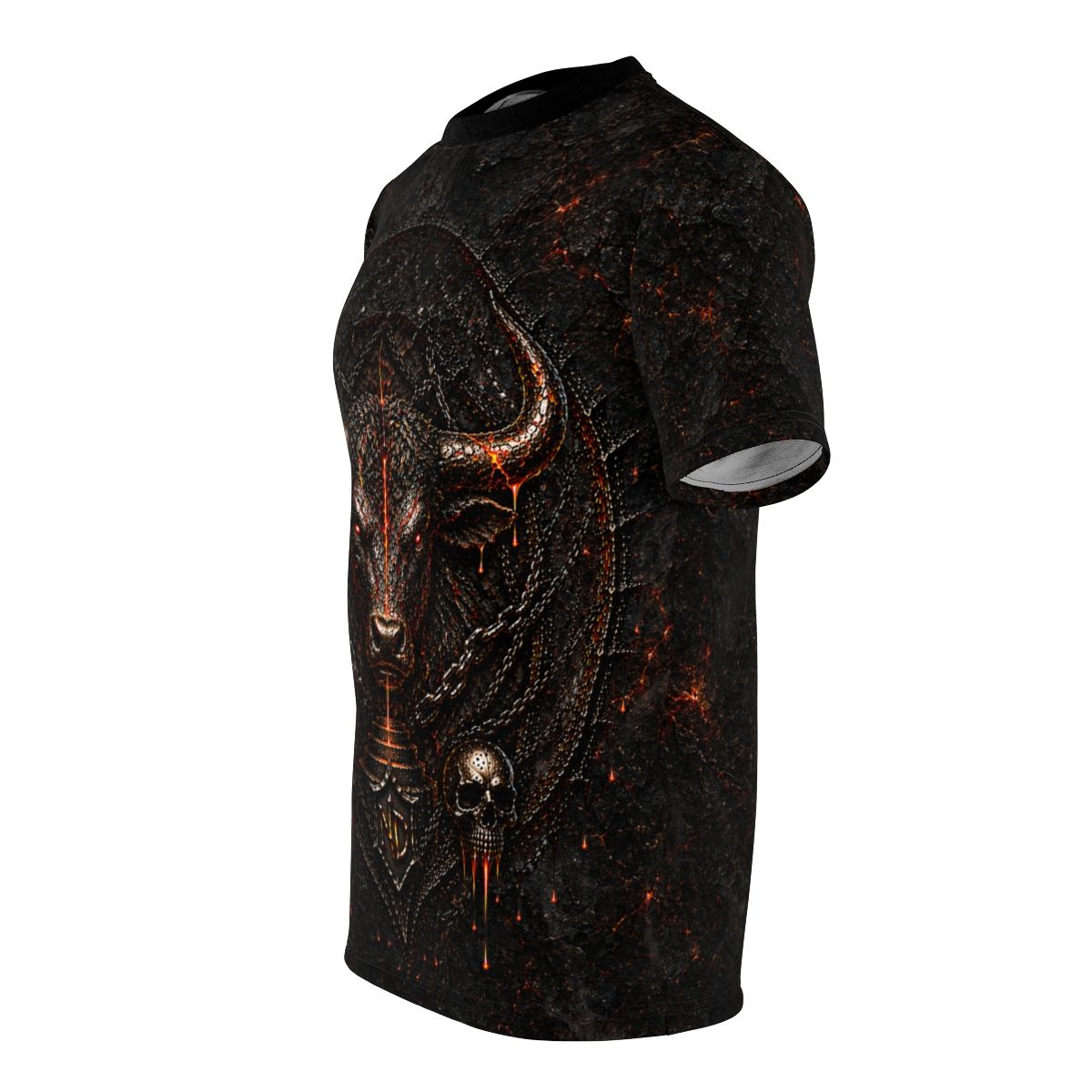 Nonadawn Taurus Unisex Cut &amp; Sew Tee (AOP) | Dark Fantasy Bull Zodiac Shirt | Gothic Astrology Apparel