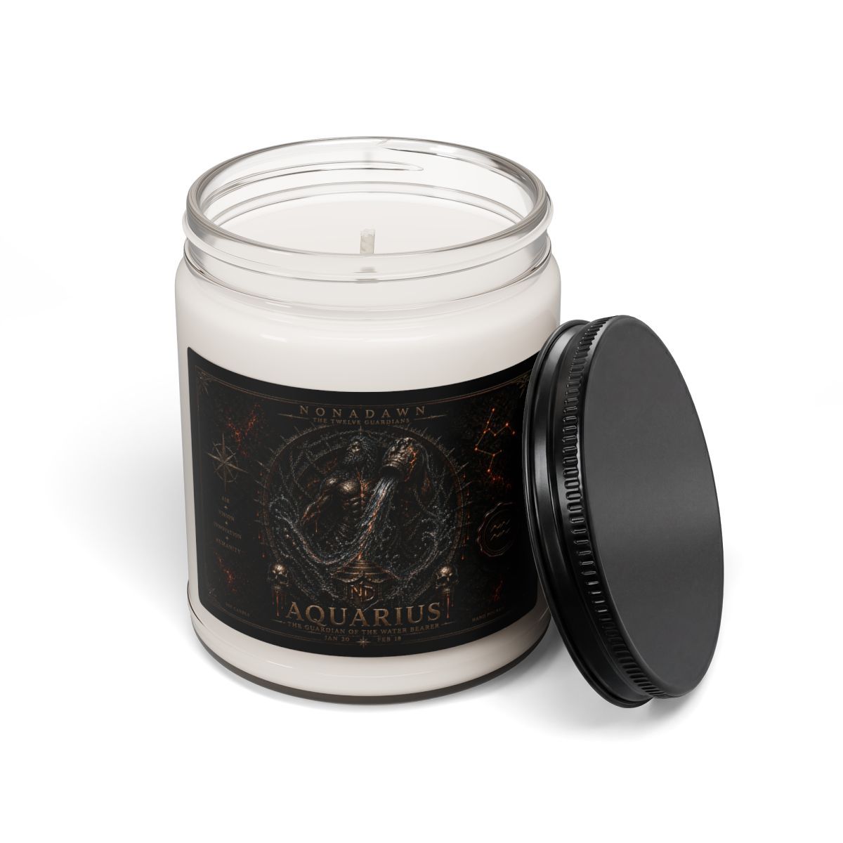 Aquarius Zodiac Illustration Candle 9oz Soy Jar | Astrology Scented Candle