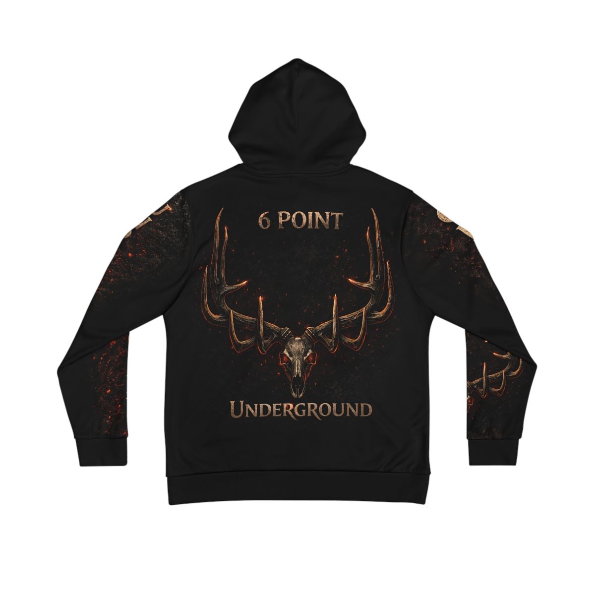 6 Point Underground antler skull Hoodie | Black all-over print
