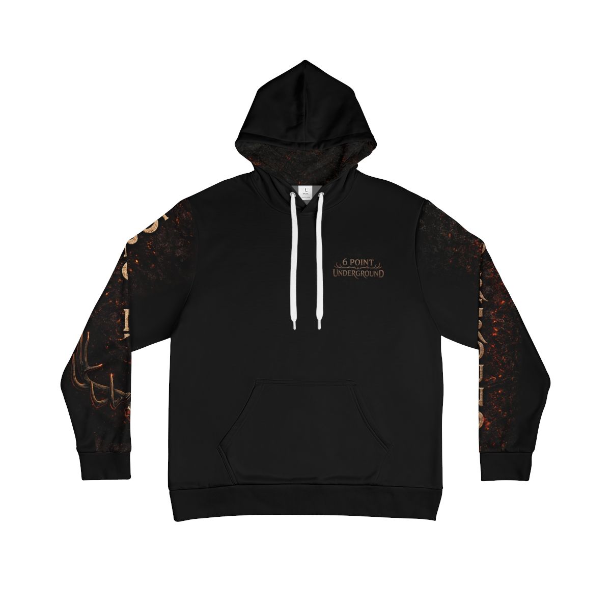 6 Point Underground antler skull Hoodie | Black all-over print