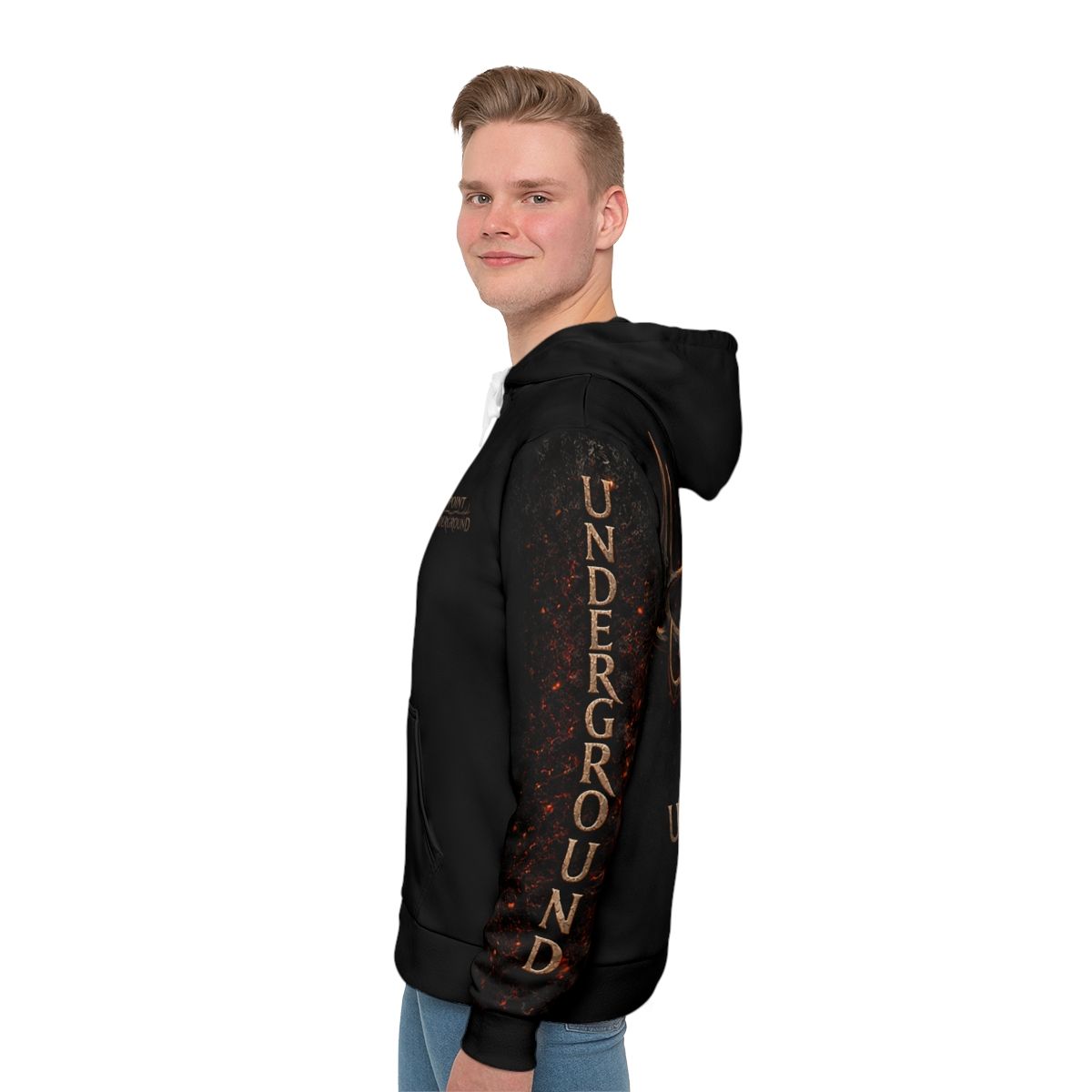 6 Point Underground antler skull Hoodie | Black all-over print