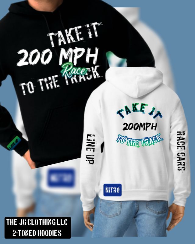 Black &amp; White 2Toned Take It To The Track Hoodie