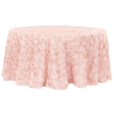 Wedding Rosette Blush/Rose Gold Round Tablecloth Rental