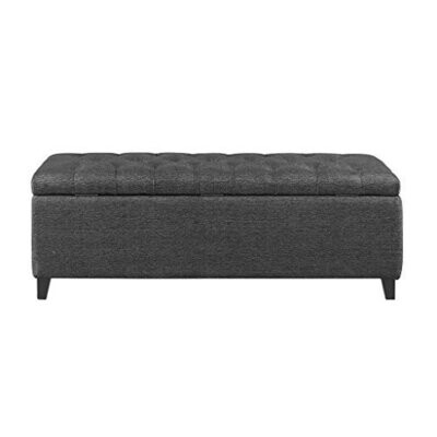 Tufted Top Storage Bench Charcoal