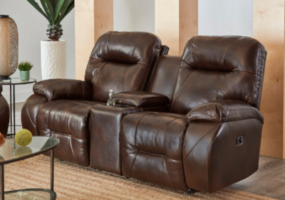 Power Rocking Console Sofa Cognac Leather