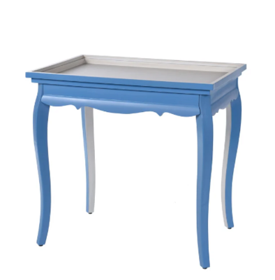Blue and White Two-tone End Table