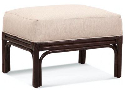 Boca Wicker Ottoman Blue Stripe