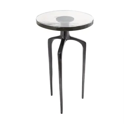GLASSALUM TABLE BLK 13&quot;W, 22&quot;H