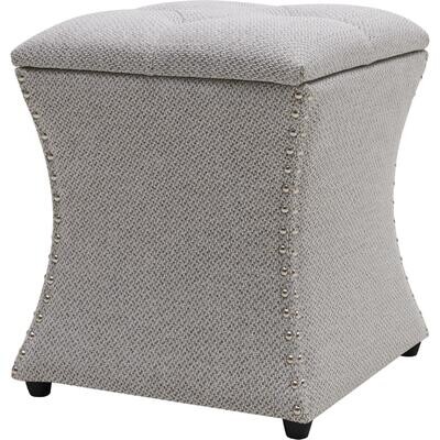Amelia Nailhead Storage Ottoman Grey