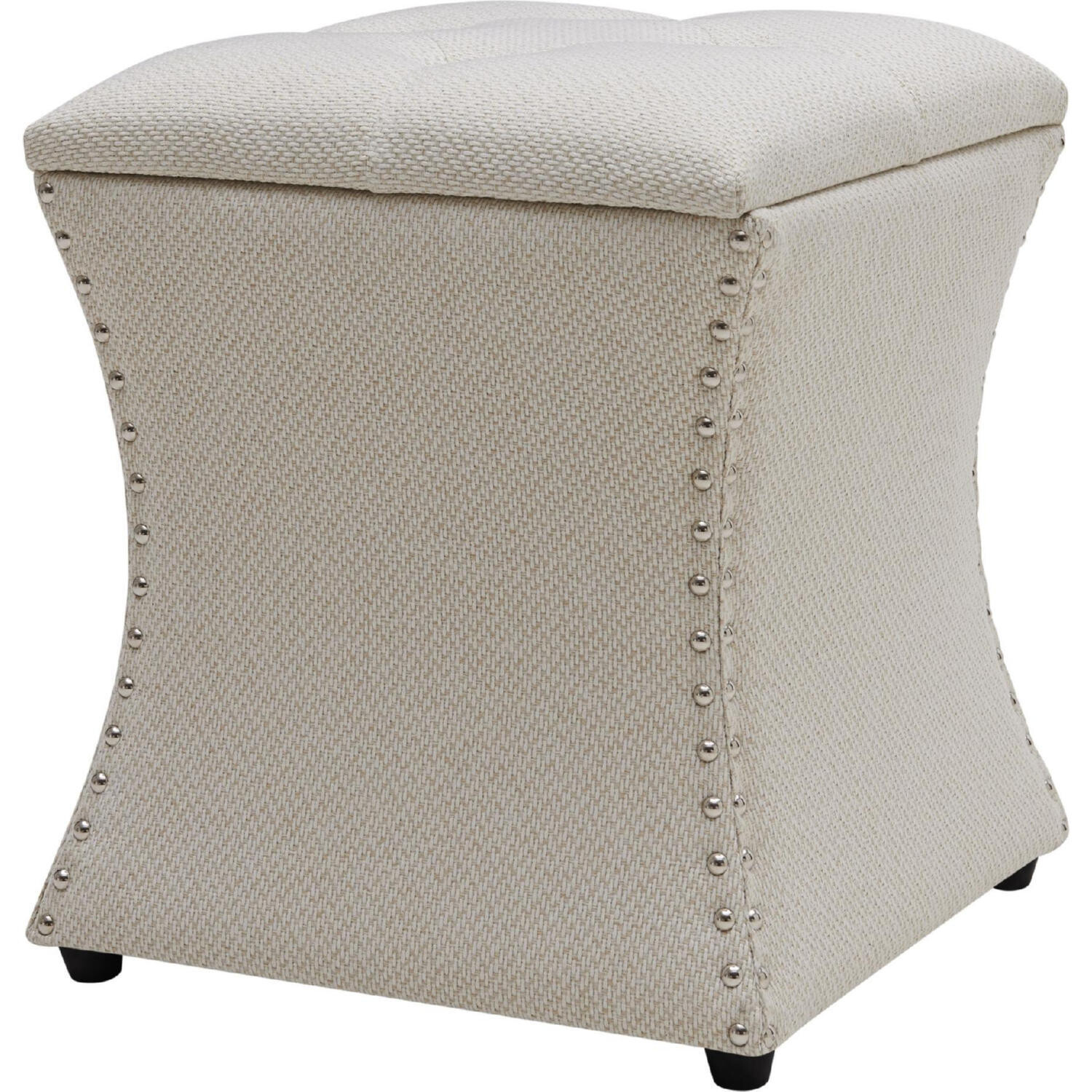  Amelia Nailhead Storage Ottoman Cream