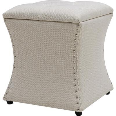  Amelia Nailhead Storage Ottoman Cream