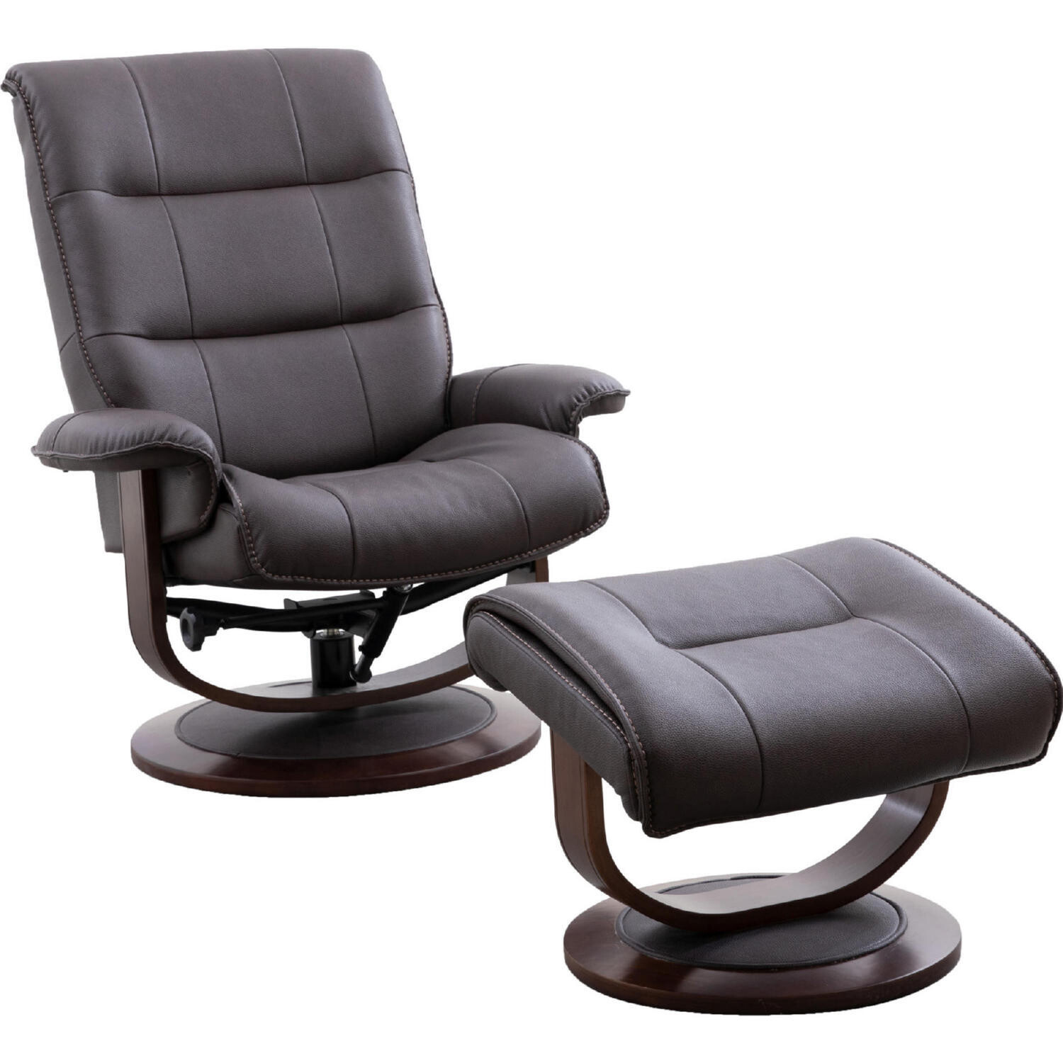 Manual Reclining Swivel Chair &amp; Ottoman Dark Grey