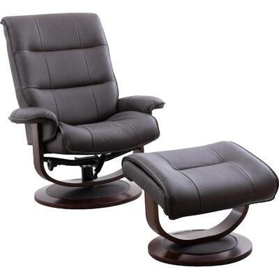 Manual Reclining Swivel Chair &amp; Ottoman Dark Grey