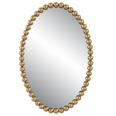 Oval Gold Beaded Mirror