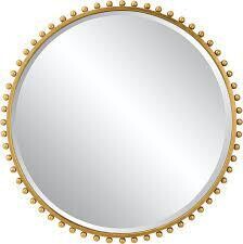 Gold Beaded Round Mirror