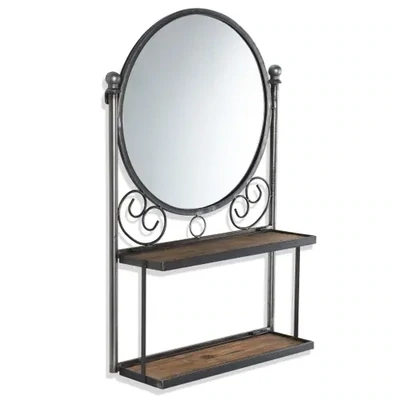 Round Mirror w Shelves