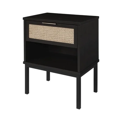 Caine KD Rattan Nightstand Black