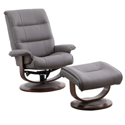 Manual Reclining Swivel Chair and Ottoman