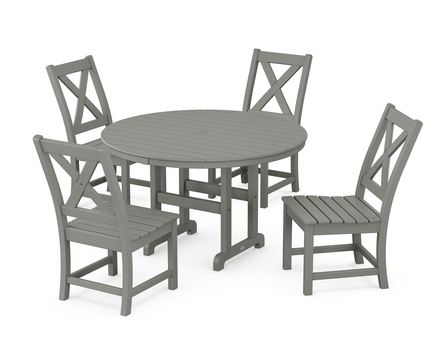 Braxton Side Chair 5-Piece Round Dining Set in Slate Grey