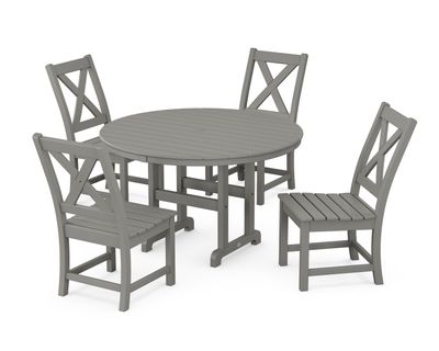 Braxton Side Chair 5-Piece Round Dining Set in Slate Grey