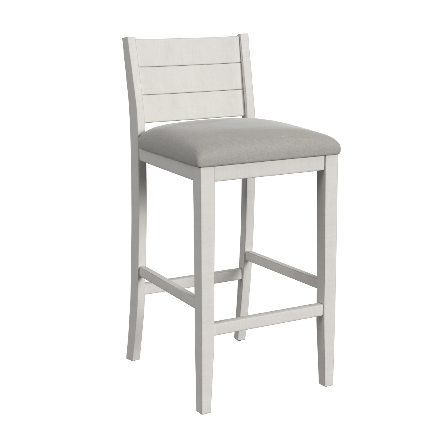  Fowler Wood Bar Stool Upholstered White/Beige