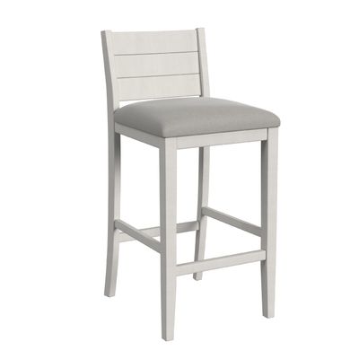  Fowler Wood Bar Stool Upholstered White/Beige