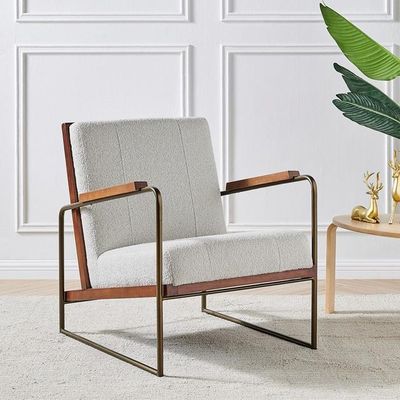  Damian Fabric Accent Chair, Boucle Beige