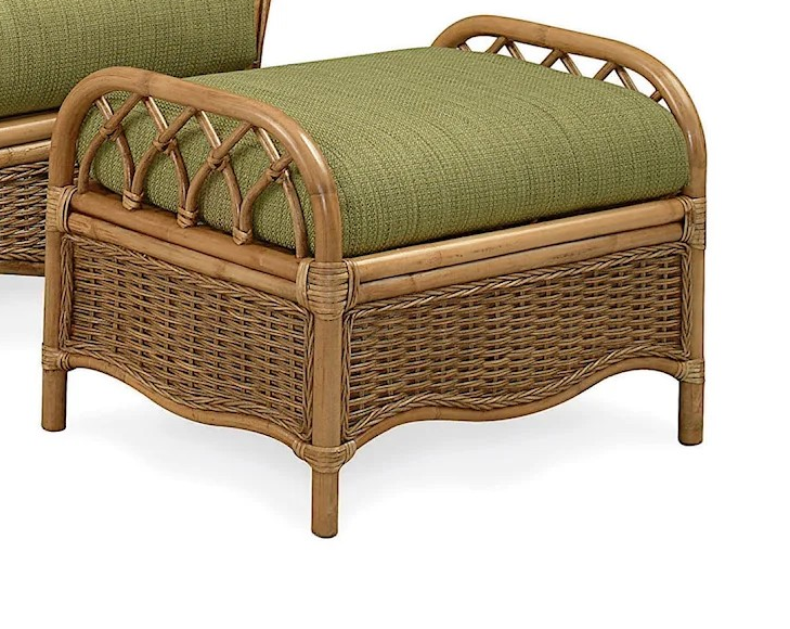 Wicker Ottoman Honey- Teal Sea