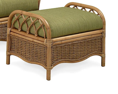 Wicker Ottoman Honey- Teal Sea
