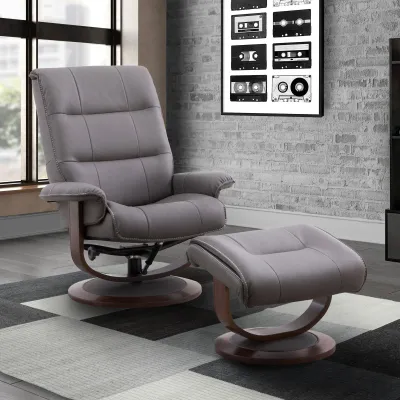 Manual Reclining Swivel Chair w/ Ottoman