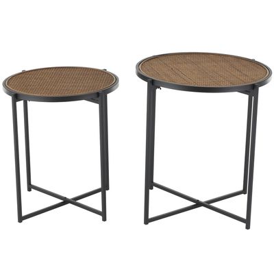 Rattan Metal Accent Table LG