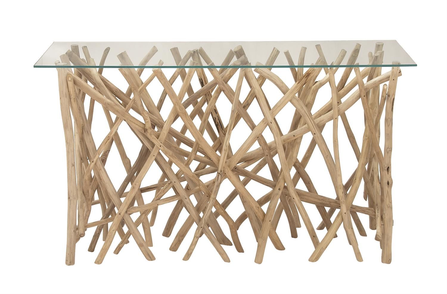 Teak Branch Glass Console