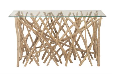 Teak Branch Glass Console