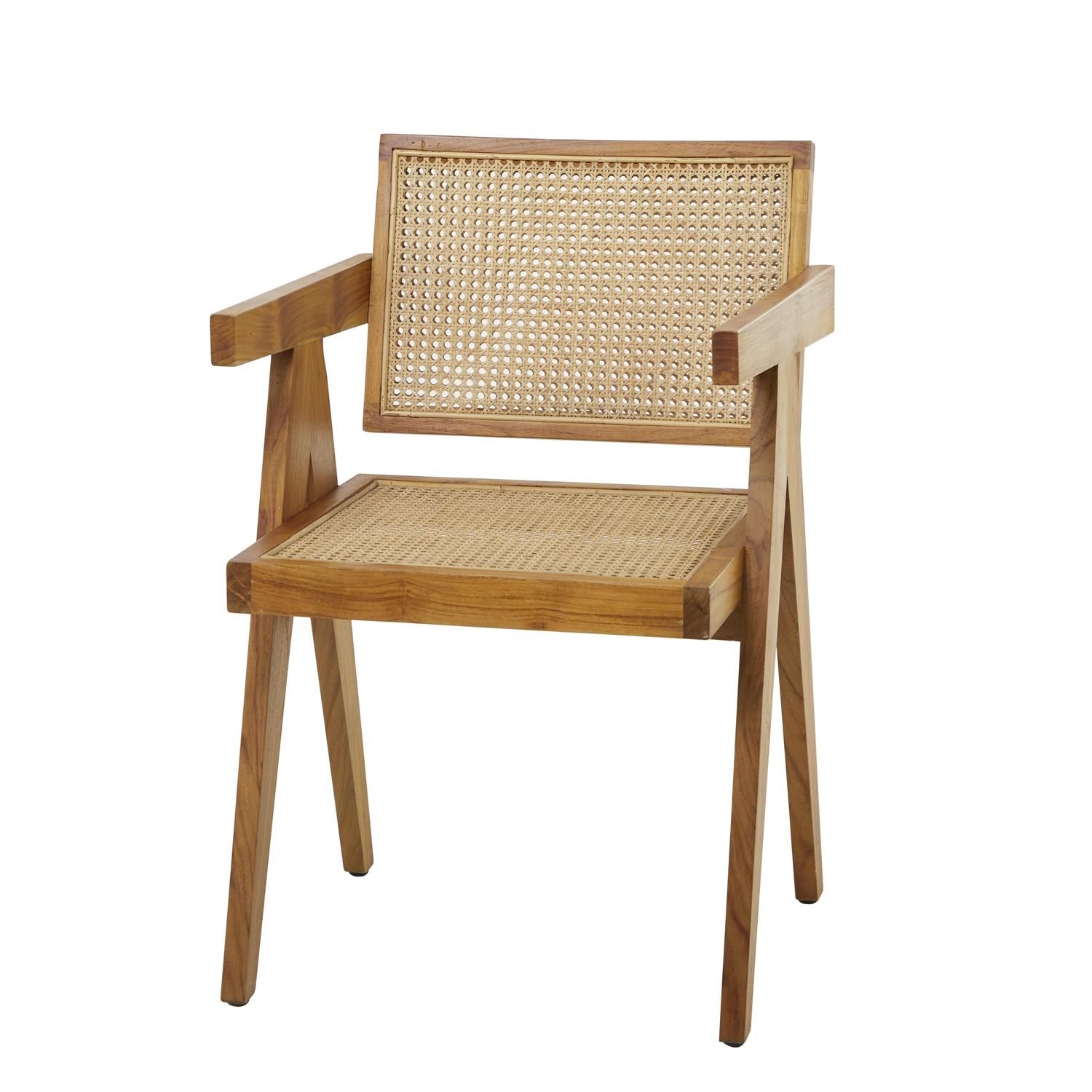 Teak Cane Accent Chair
