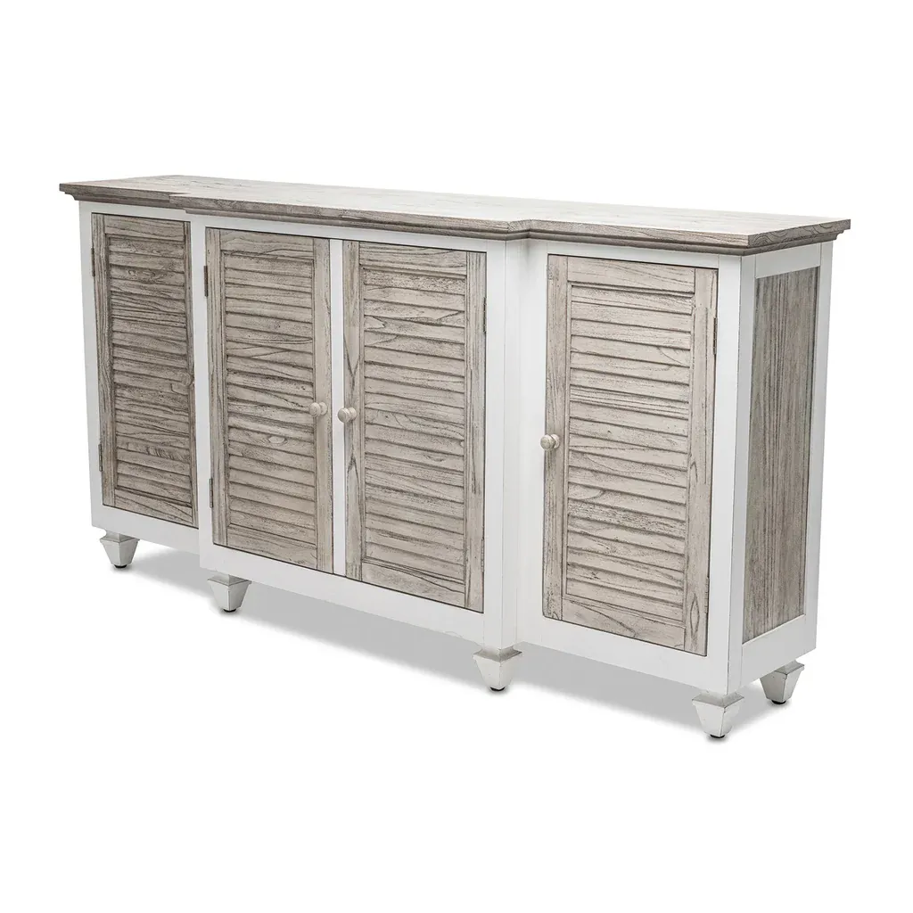 Islamorada 4-Door Credenza Dapple Grey Finish.
