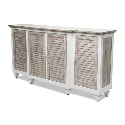 Islamorada 4-Door Credenza Dapple Grey Finish.