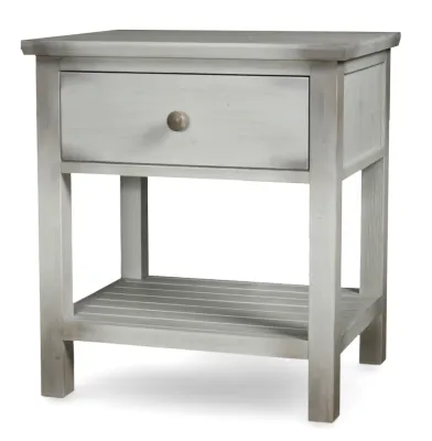 Geneva 1 Drawer Nightstand w/ USB A + C Distressed White Finish