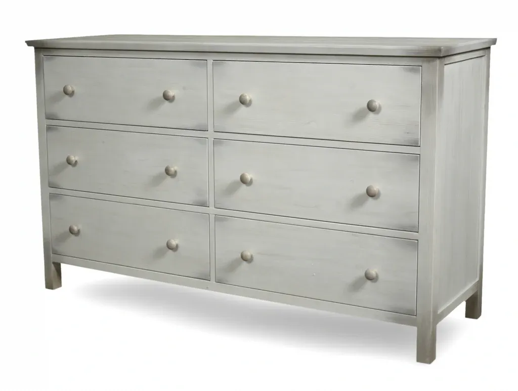 Geneva 6 Drawer Dresser Distressed White Finish
