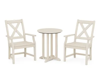 Braxton 3-Piece Round Bistro Dining Set Sand